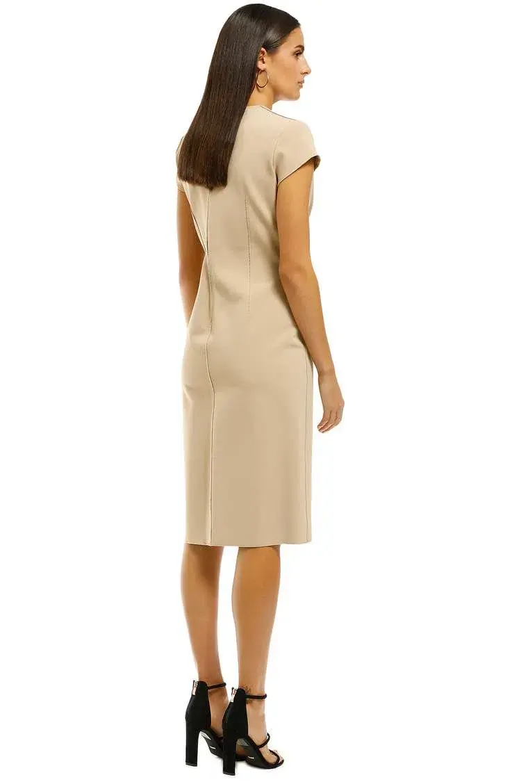 SCANLAN THEODORE Milano Crepe Turban Dress sesame size 8 for rent on The Volte - main image