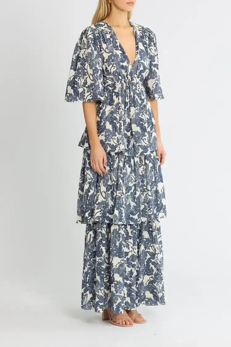 Significant Other Scarlett Maxi Dress Blue Print Size 8 - Image 2