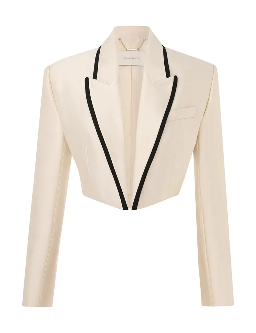 Zimmermann Matchmaker Cropped Tuxedo Jacket in Cream Size 6  - Image 3