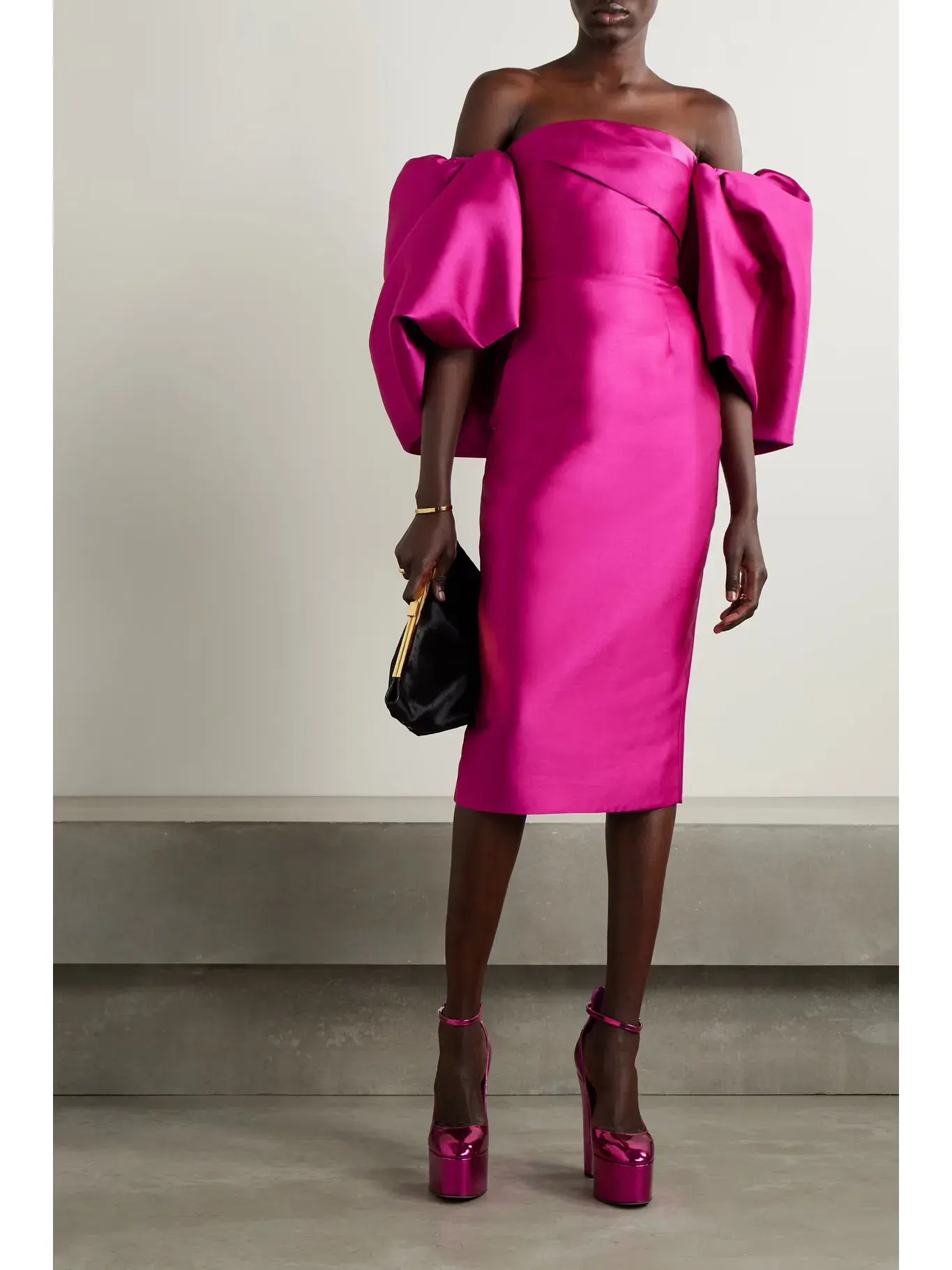 Solace London Marcia Faille Midi Dress Pink Size AU 8 - Image 1