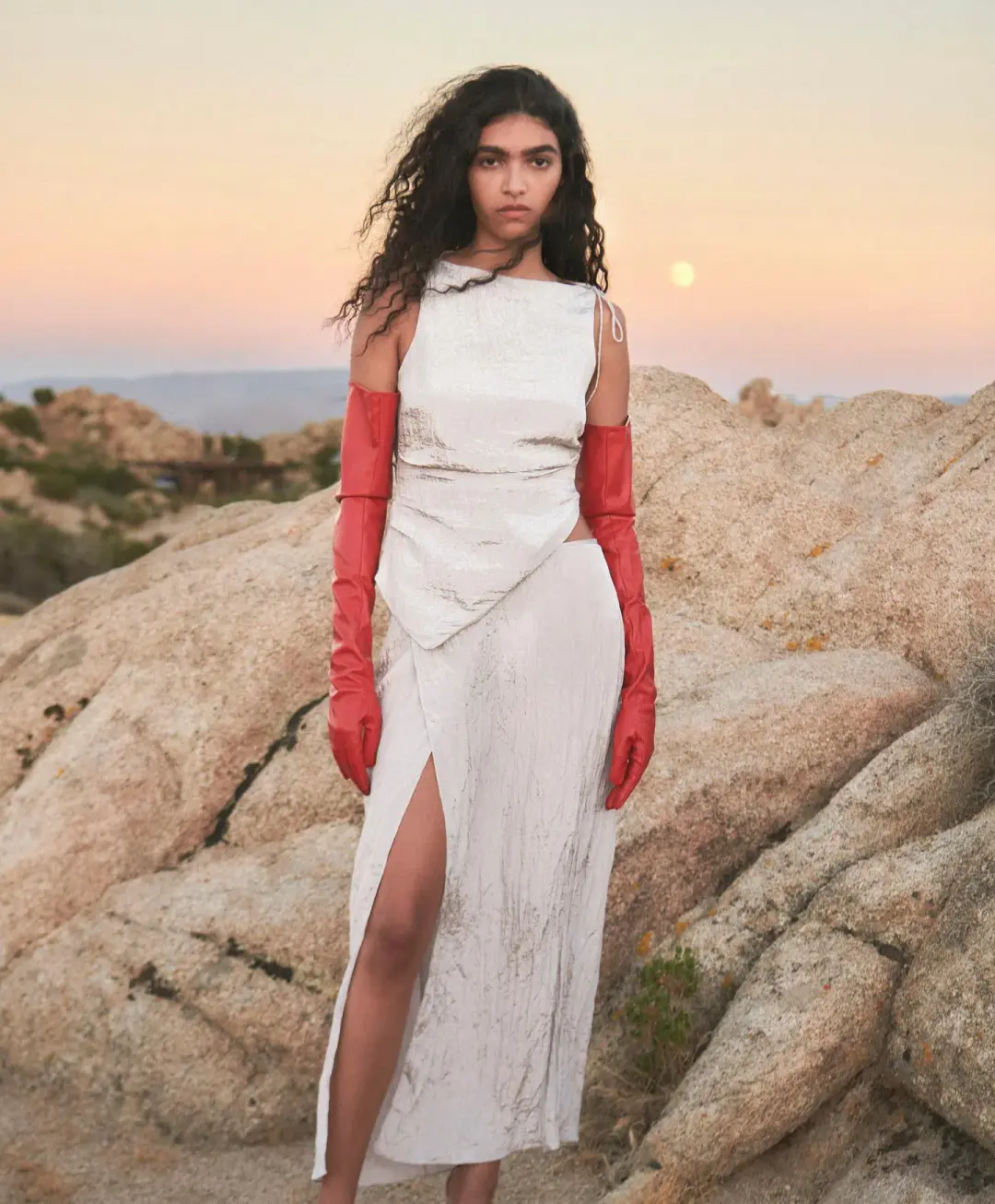 Sir The Label Ligera Open Back Top and Wrap Midi Skirt Set Silver Size AU 8 for rent on The Volte - main image