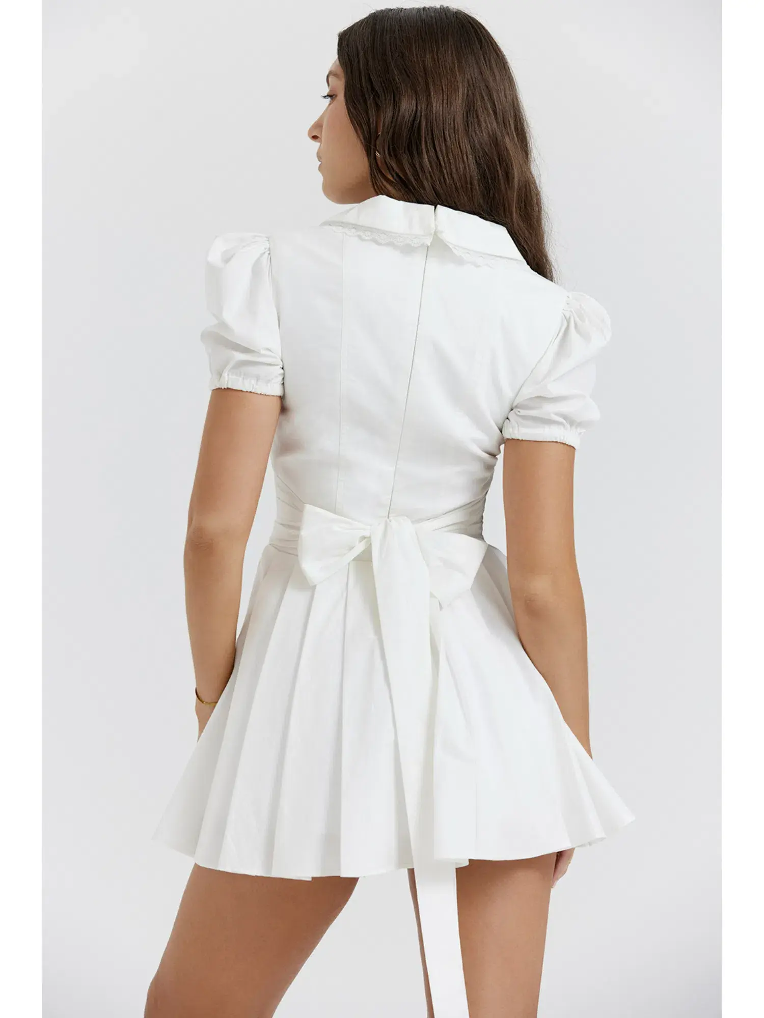 House Of CB Piera Pleated Mini Dress White Size M / AU 10 - Image 3