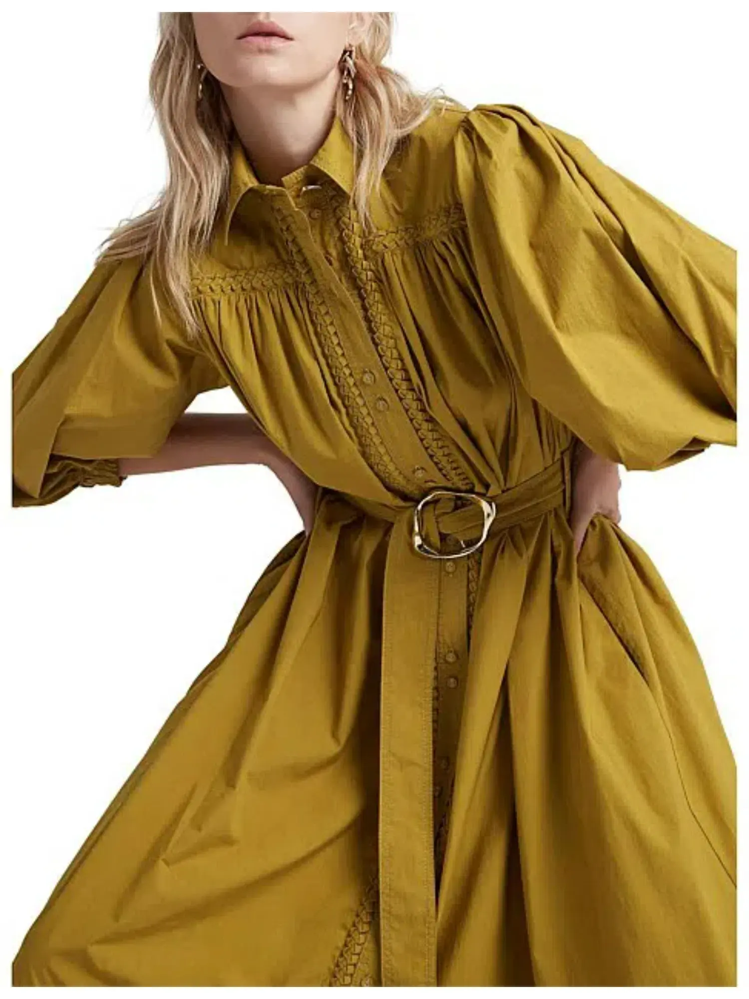 Aje Casablanca Midi Dress Olive Green Size AU 10  - Image 3