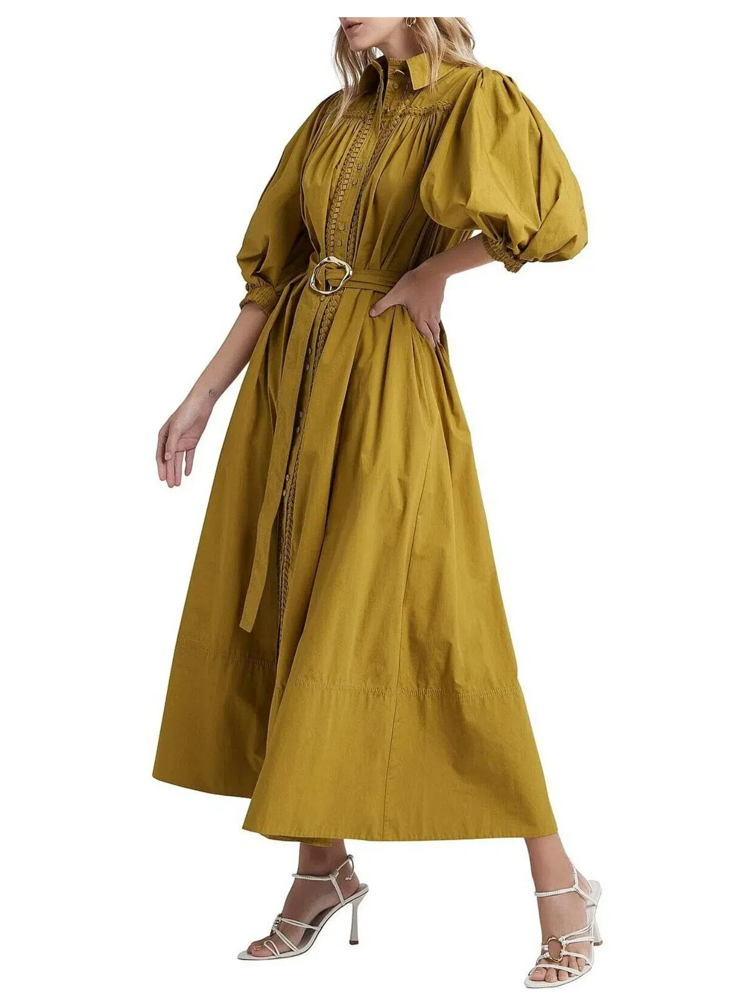 Aje Casablanca Midi Dress Olive Green Size AU 10  - Image 2