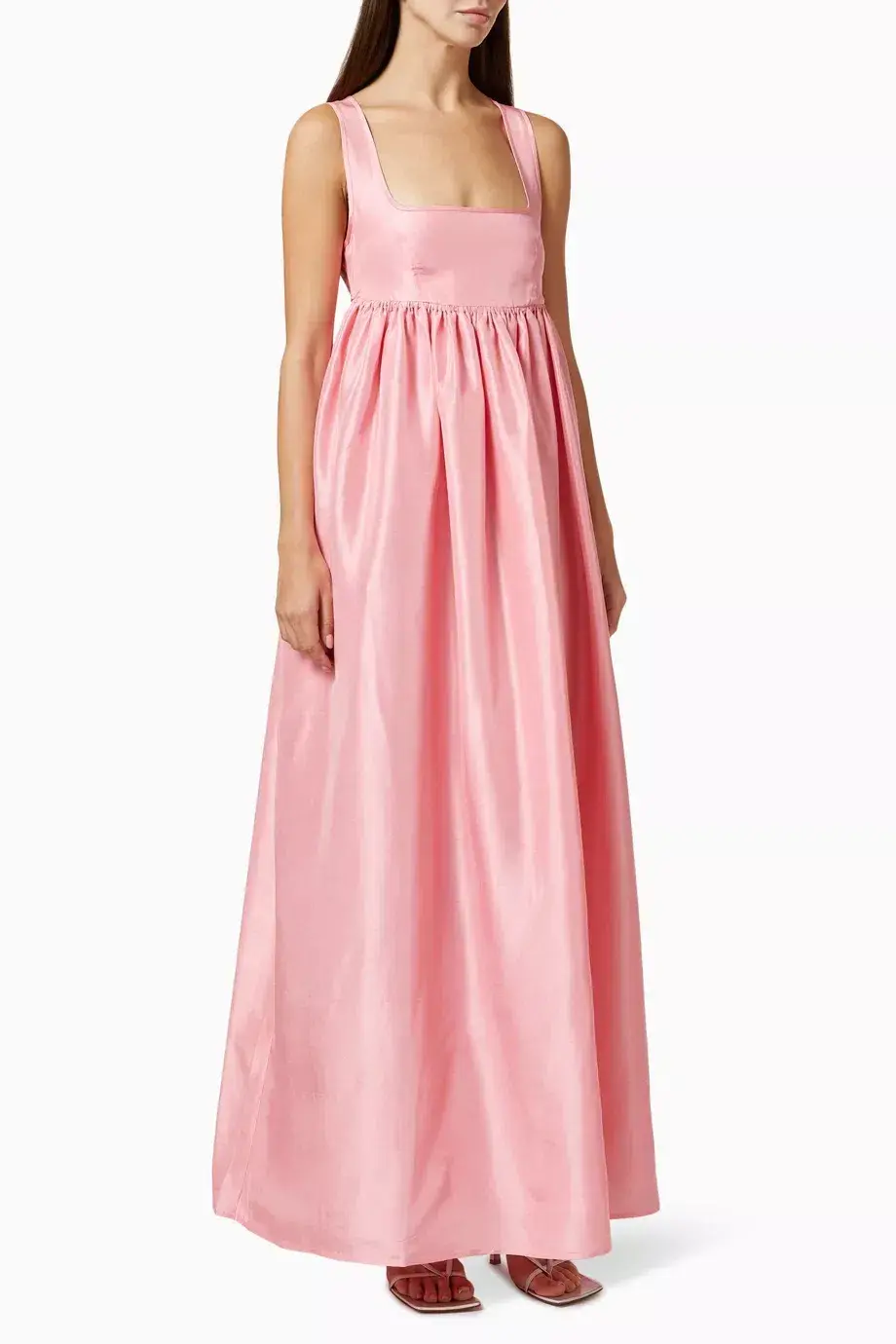 OROTON Strappy Open Back Poplin Maxi Sundress in Pink Strawberry Size 14 for rent on The Volte - main image