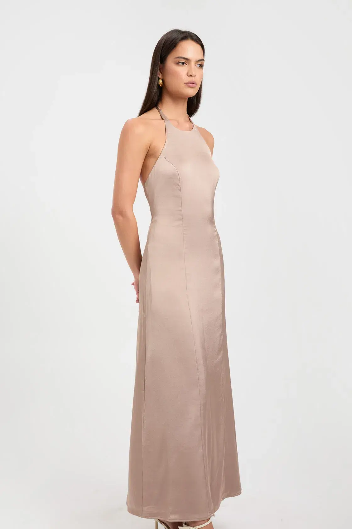 Kookai Belle Tie Back Midi Dress Bronze Size 10 - Image 2