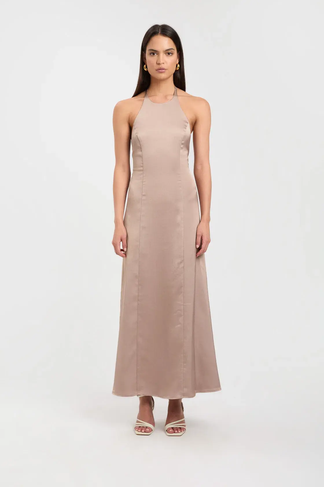 Kookai Belle Tie Back Midi Dress Bronze Size 10 - Image 1