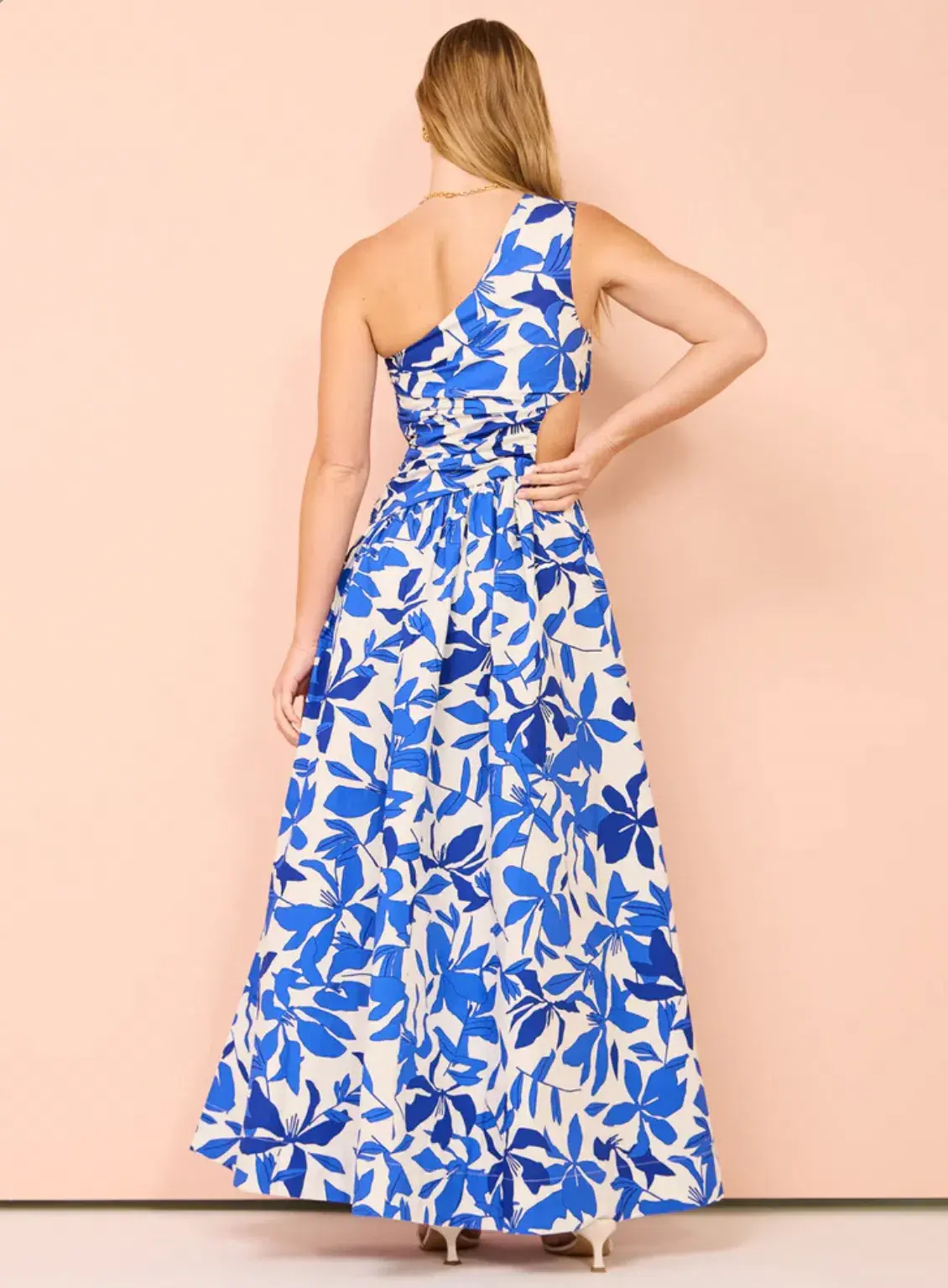 Shona Joy Bleue Asymmetrical Cut Out Maxi Dress Ivory/Aqua Size 12 - Image 3