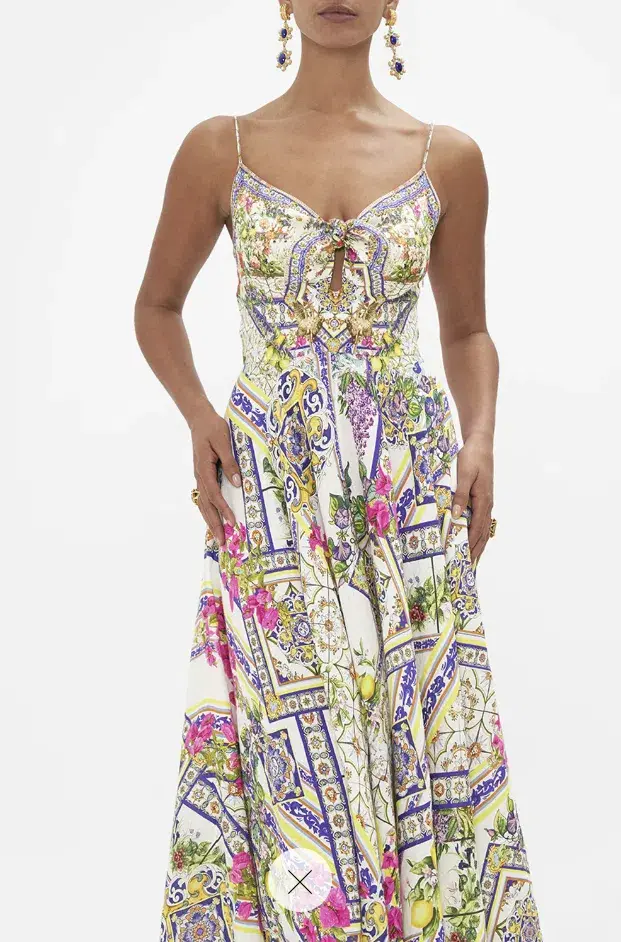 Camilla Long Dress With Tie Front Amalfi Amore Size S - Image 4