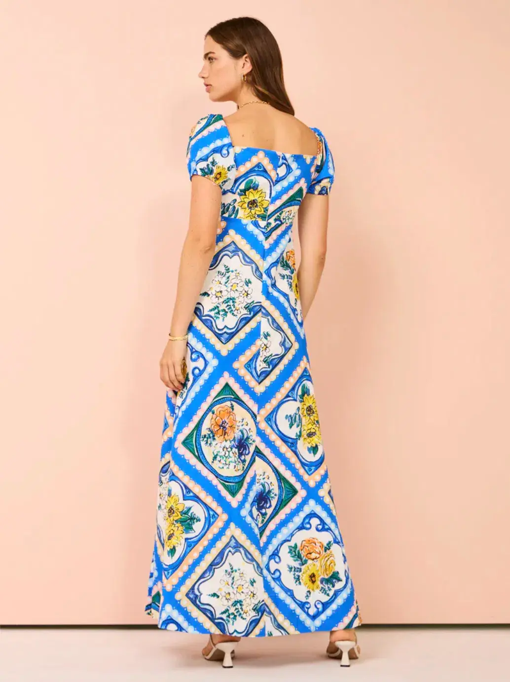 By Nicola Mariposa Puff Sleeve Maxi Dress in Azure Floral Size 10 - Image 3