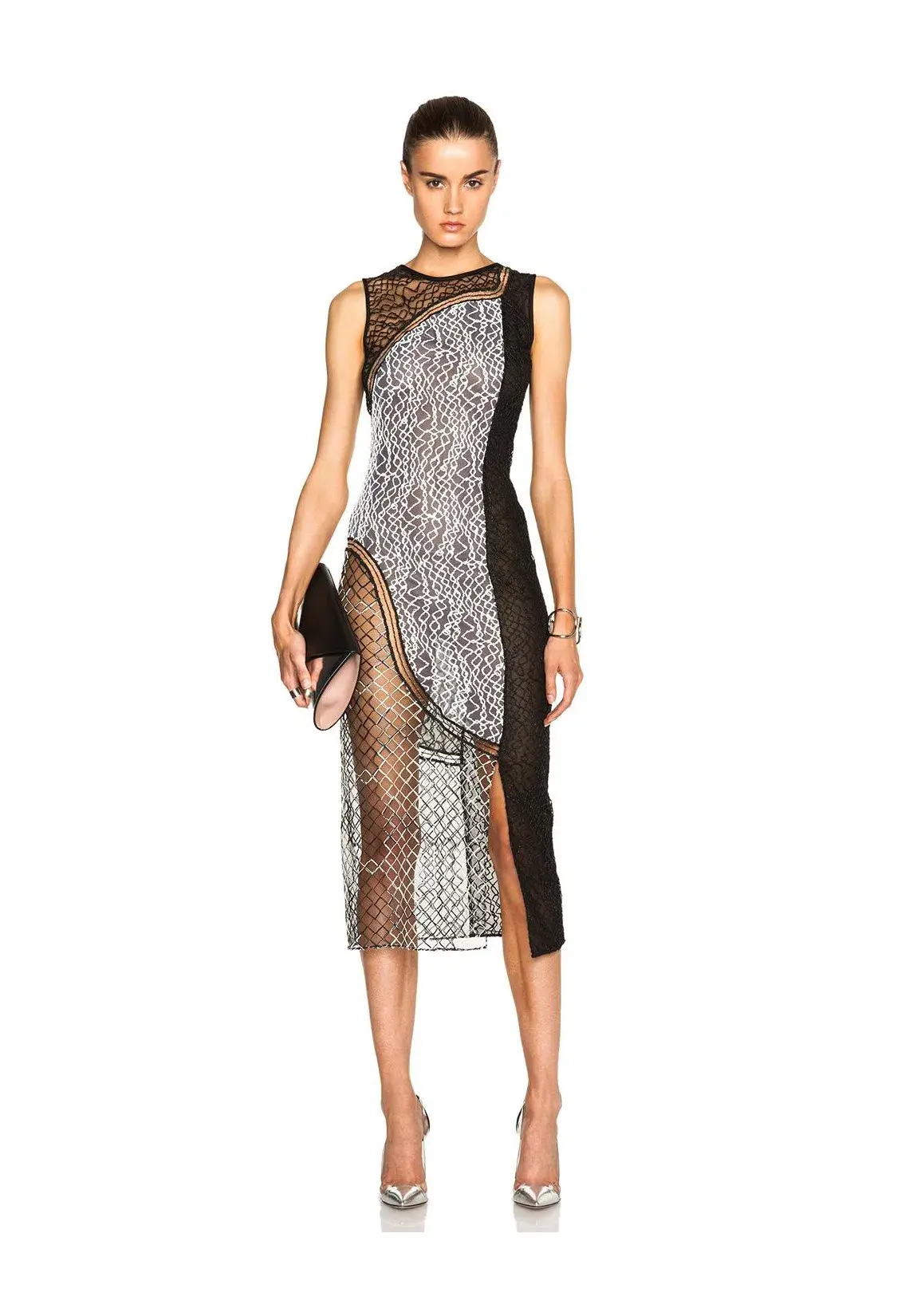 Jonathan Simkhai Wire Lace Curve Dress Black Combo Size 8 - Image 1
