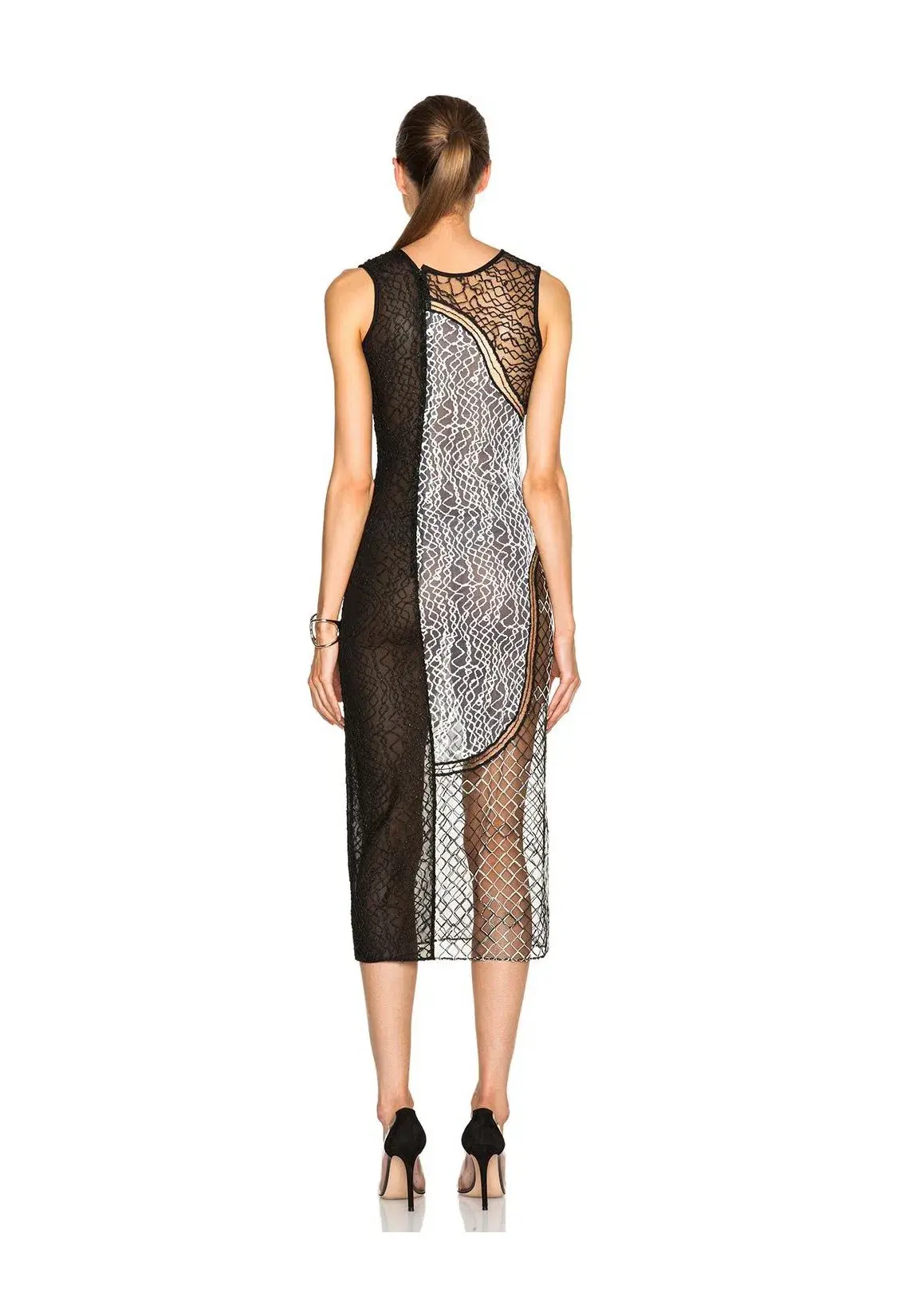 Jonathan Simkhai Wire Lace Curve Dress Black Combo Size 8 - Image 4
