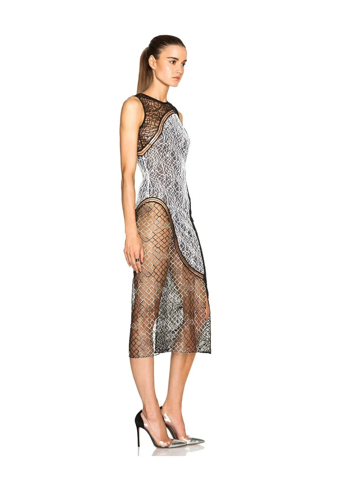 Jonathan Simkhai Wire Lace Curve Dress Black Combo Size 8 - Image 2