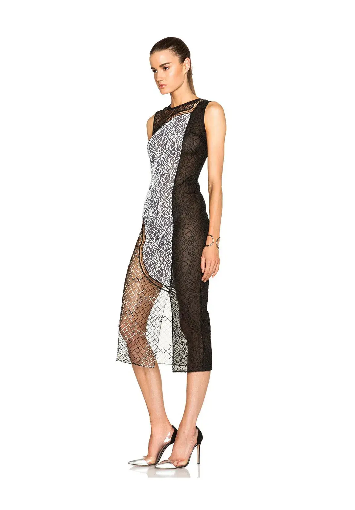 Jonathan Simkhai Wire Lace Curve Dress Black Combo Size 8 - Image 3
