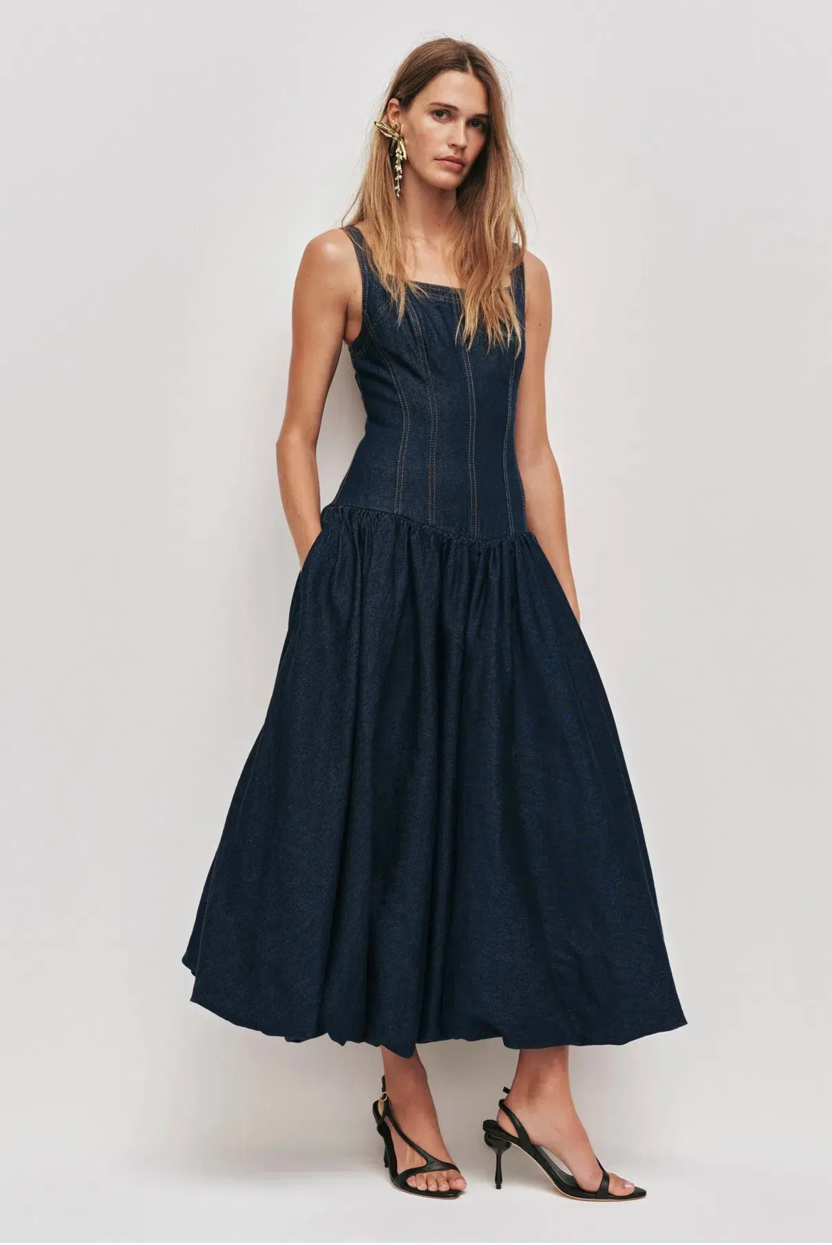 Aje Briar Denim Midi Dress size 8  - Image 1