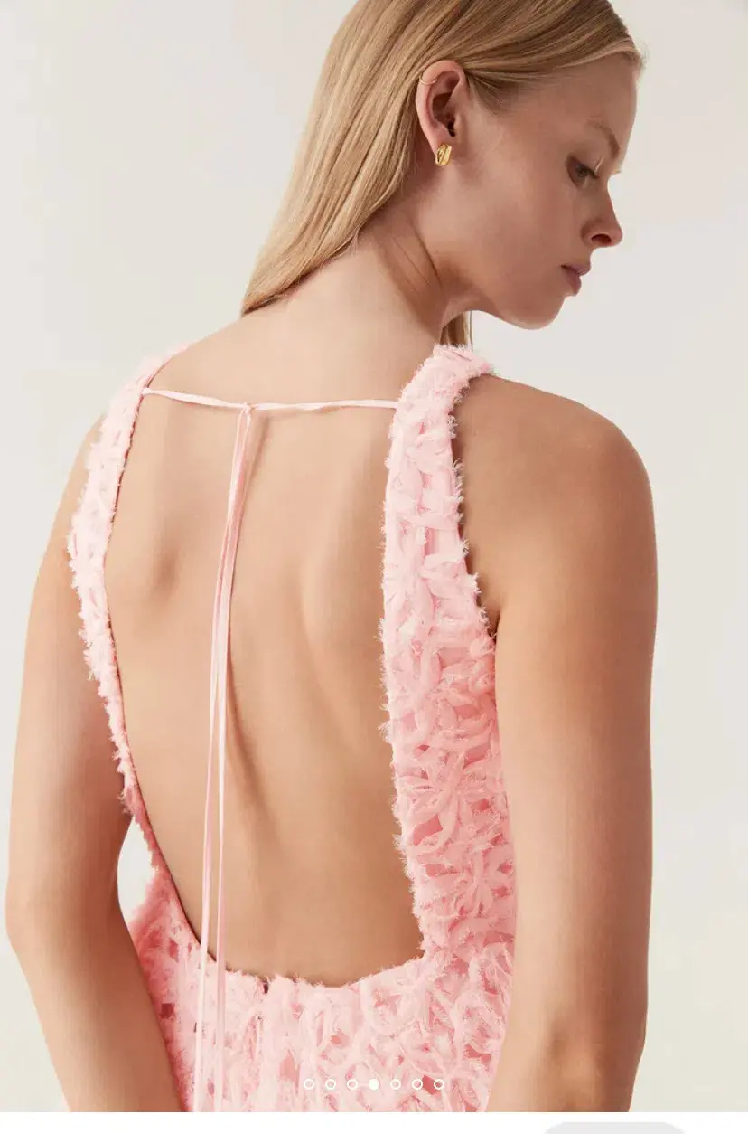Aje Quintette Backless Midi Dress in Soft Pink Size 8 - Image 4
