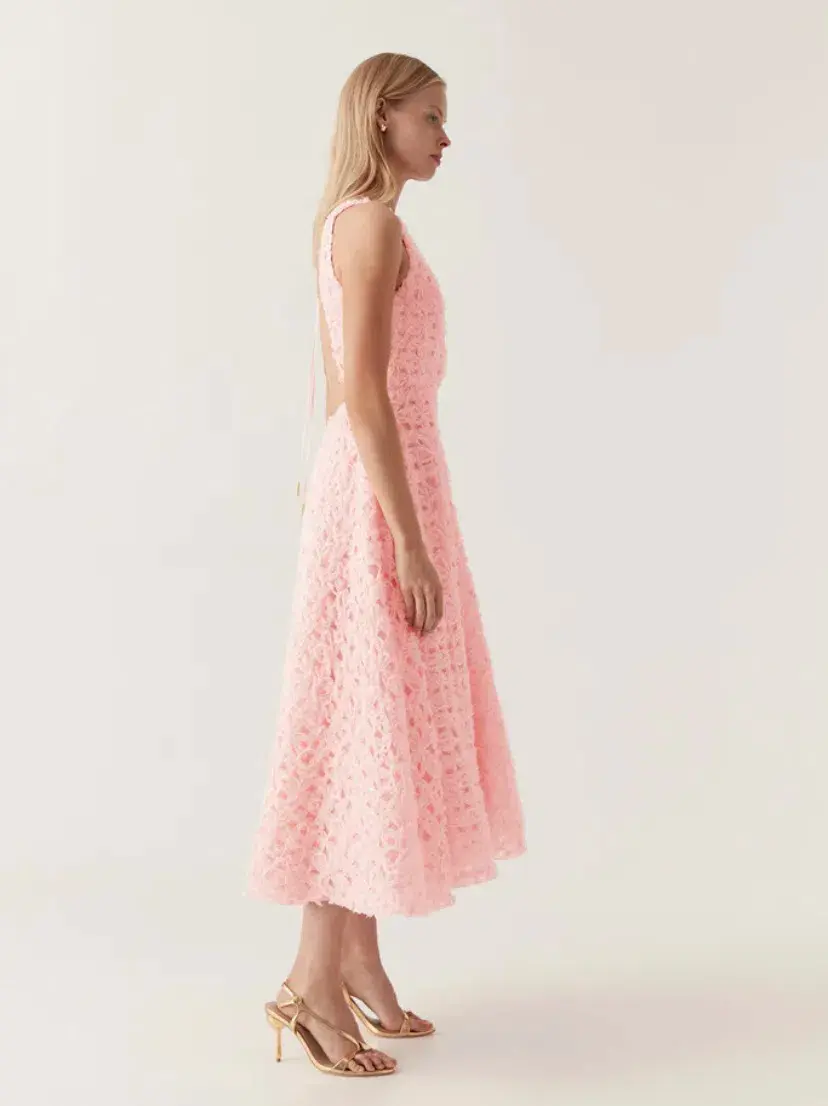 Aje Quintette Backless Midi Dress in Soft Pink Size 8 - Image 2