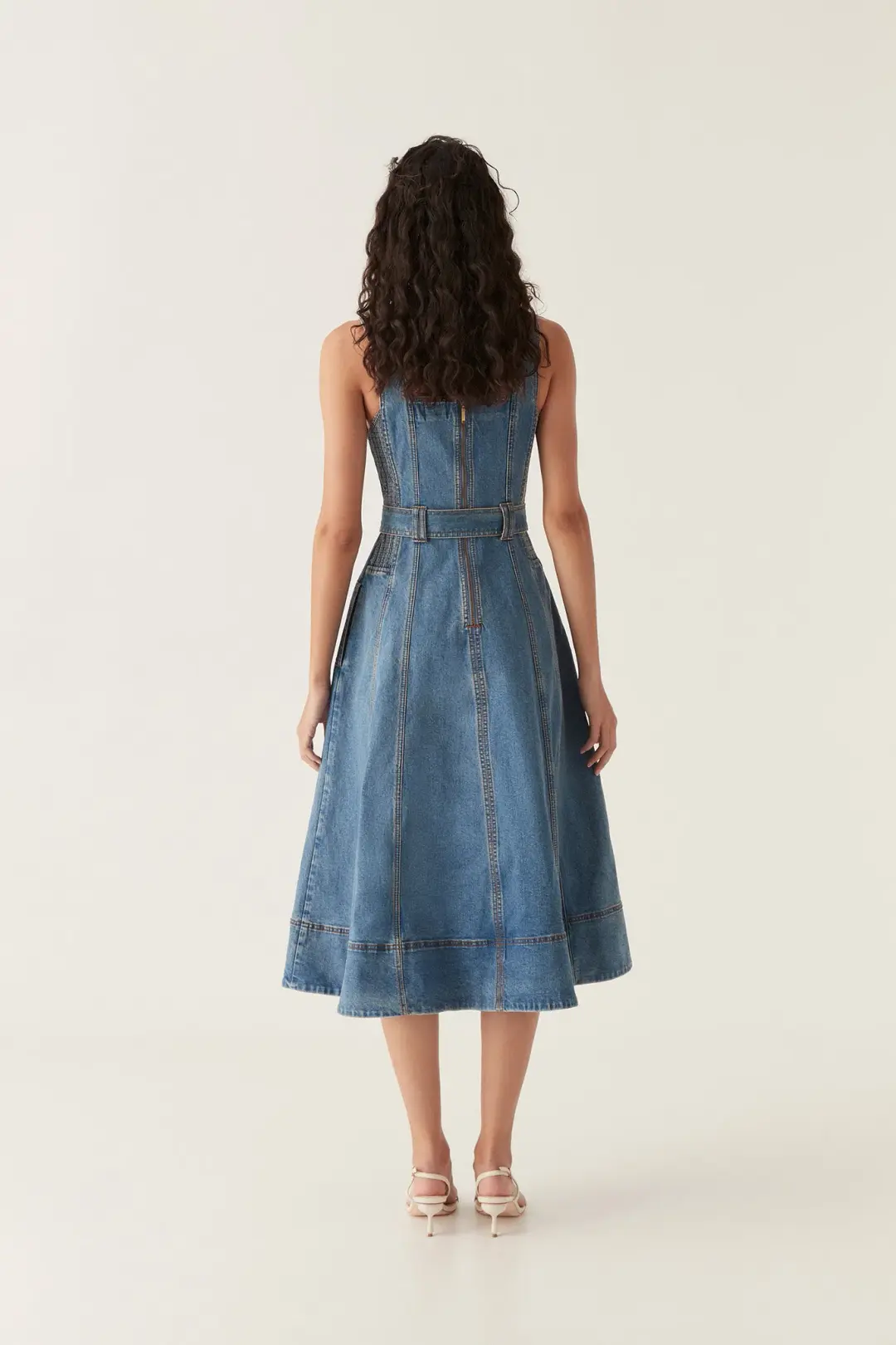 Aje Clay Denim Midi Dress 90's Wash Size AU 14 for rent on The Volte - main image