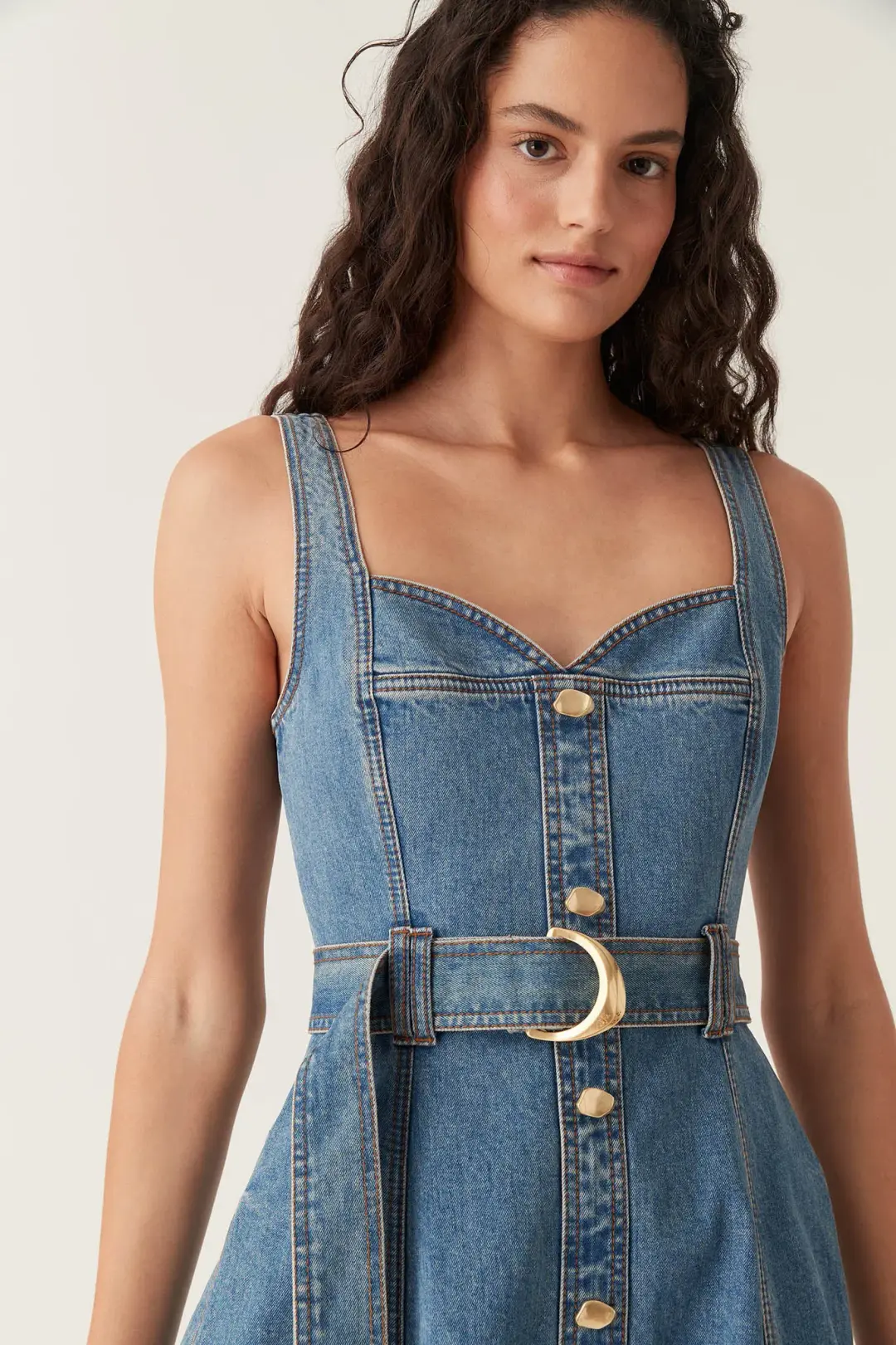 Aje Clay Denim Midi Dress 90's Wash Size AU 14 for rent on The Volte - main image