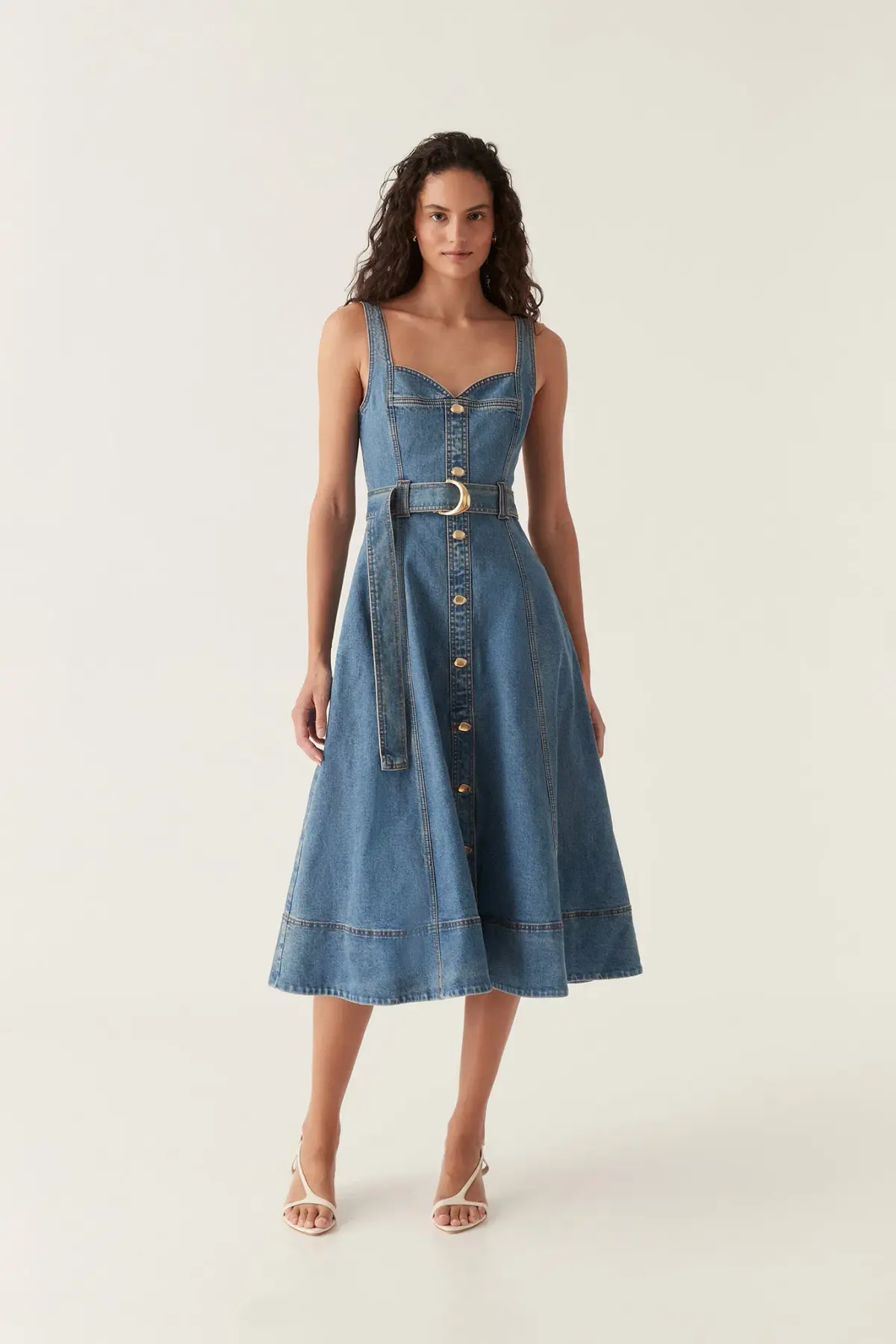 Aje Clay Denim Midi Dress 90's Wash Size AU 14 - Image 1