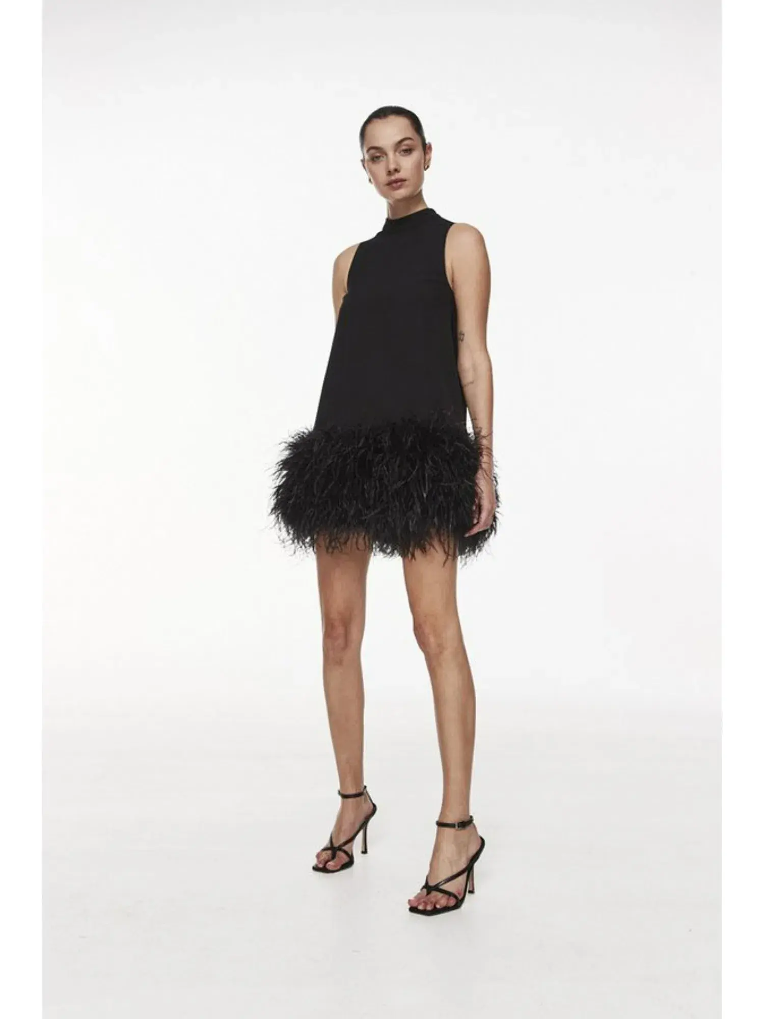 Rachel Gilbert Linc Mini Feather Dress Black Size AU 10 - Image 1