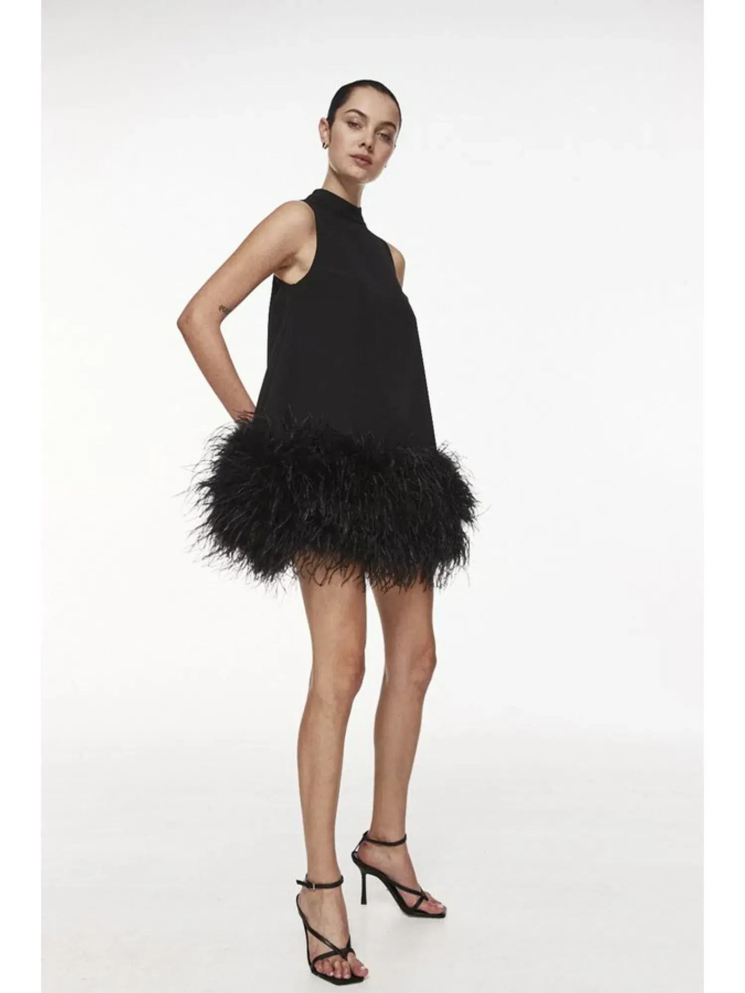 Rachel Gilbert Linc Mini Feather Dress Black Size AU 10 - Image 2