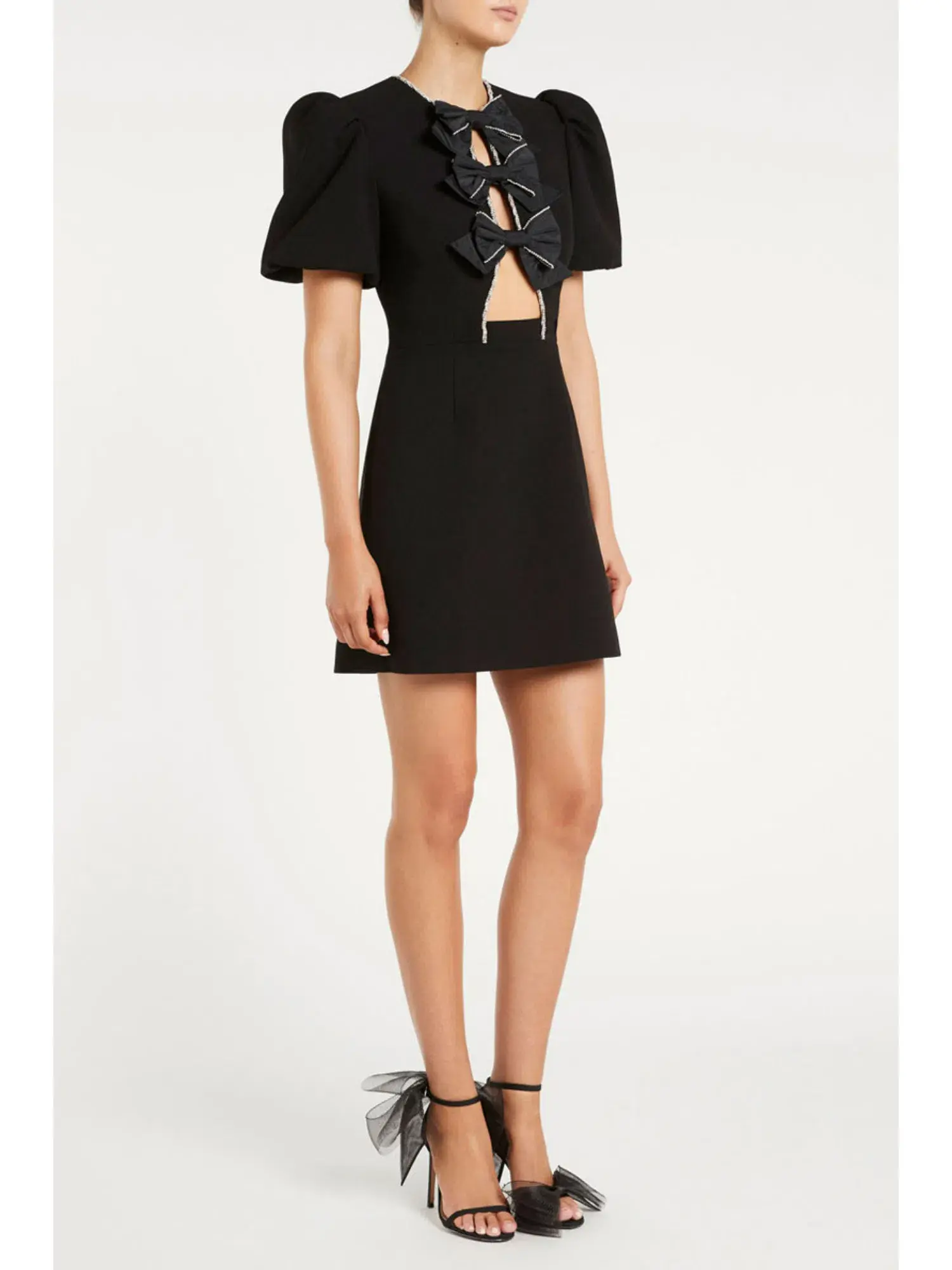 Rebecca Vallance Katie Bow Mini Dress Black Size AU 8 - Image 2