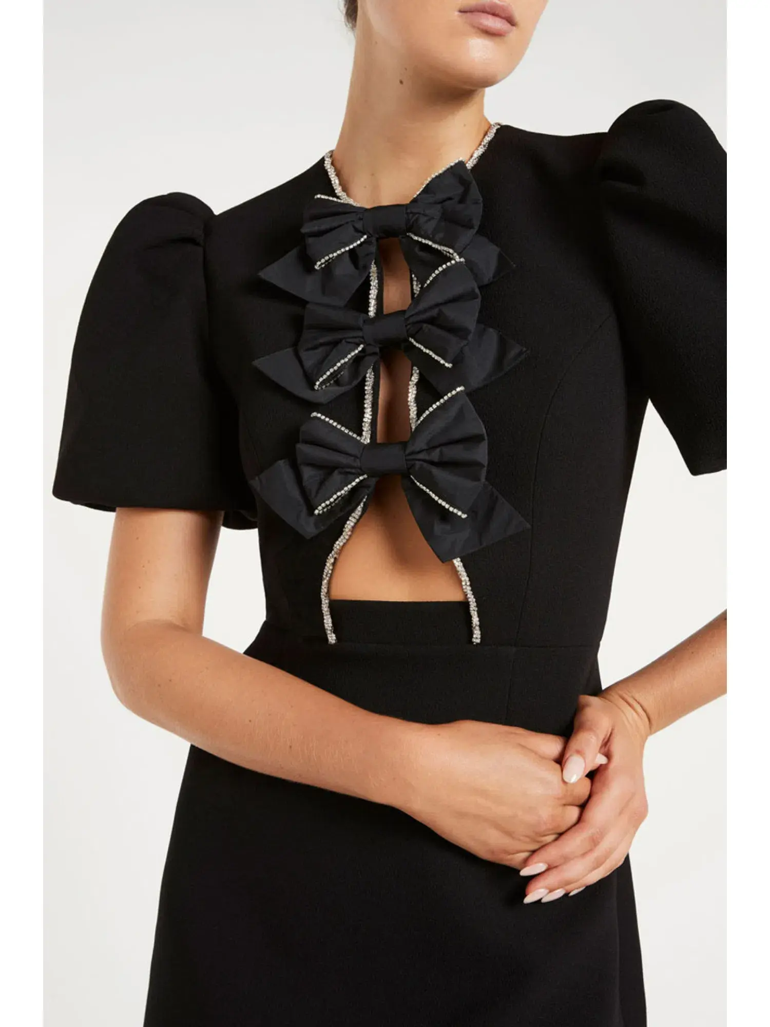 Rebecca Vallance Katie Bow Mini Dress Black Size AU 8 - Image 4