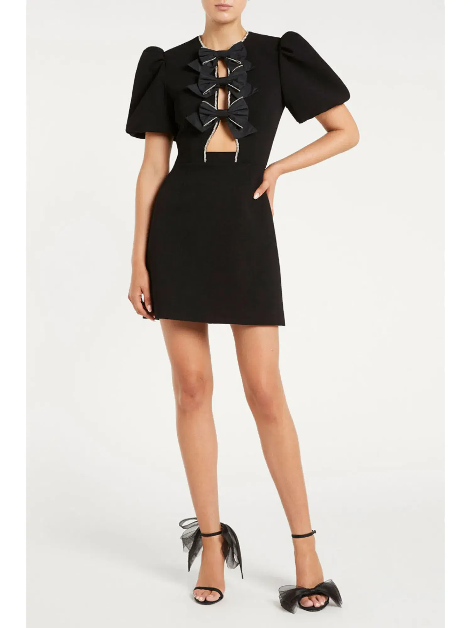Rebecca Vallance Katie Bow Mini Dress Black Size AU 8 - Image 1