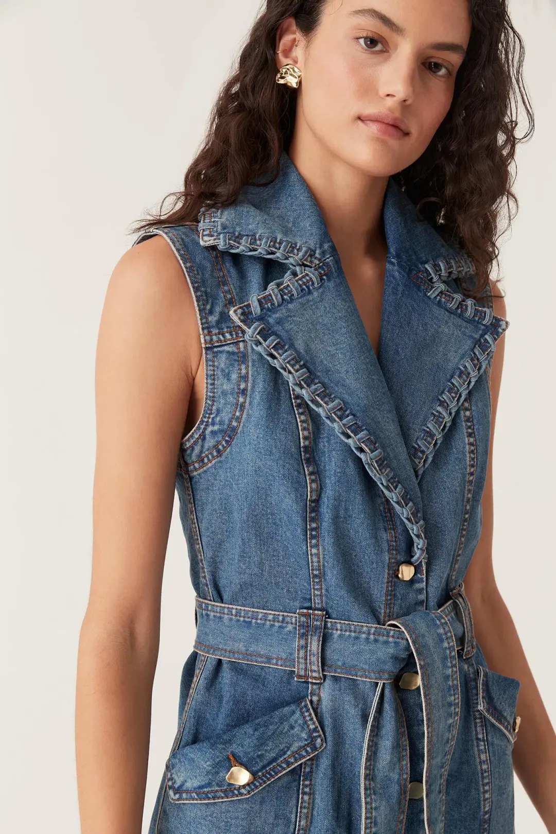 Aje Balance Denim Mini Dress 90's Wash Size AU 12 for rent on The Volte - main image