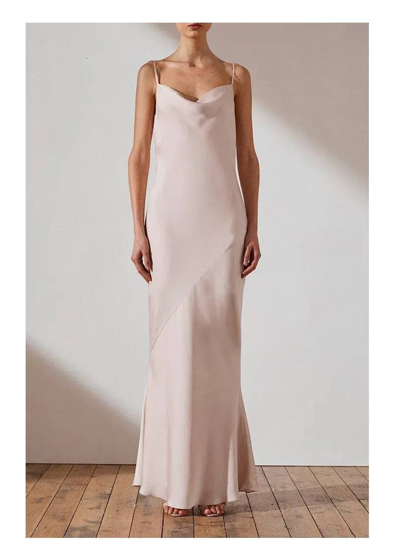 Shona Joy Luxe 'Porcelain' Bias Cowl Slip Dress Blush Size 8 - Image 1