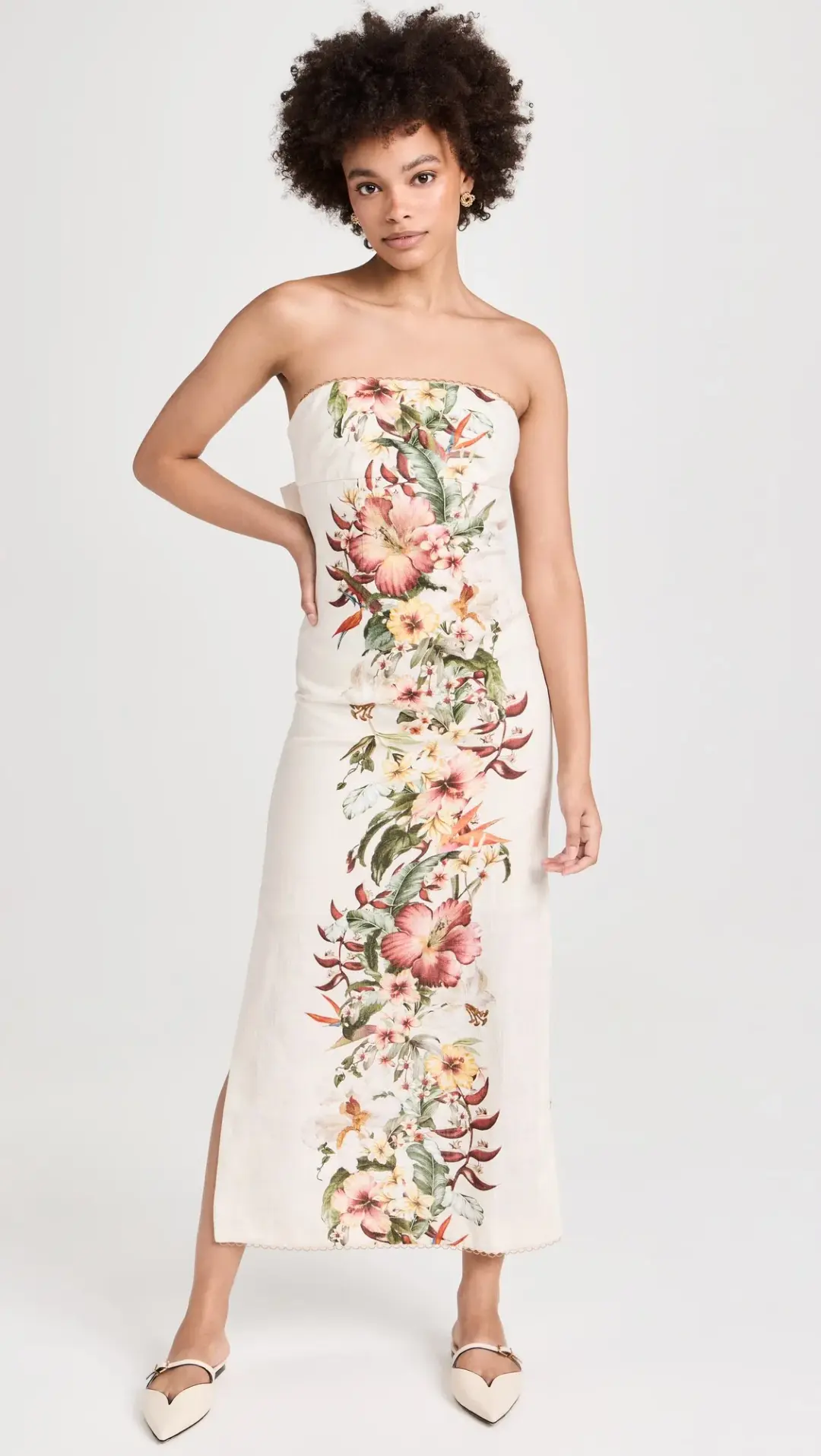 Zimmerman Lexi Column Dress Cream Floral Size 0 / AU 8  for rent on The Volte - main image