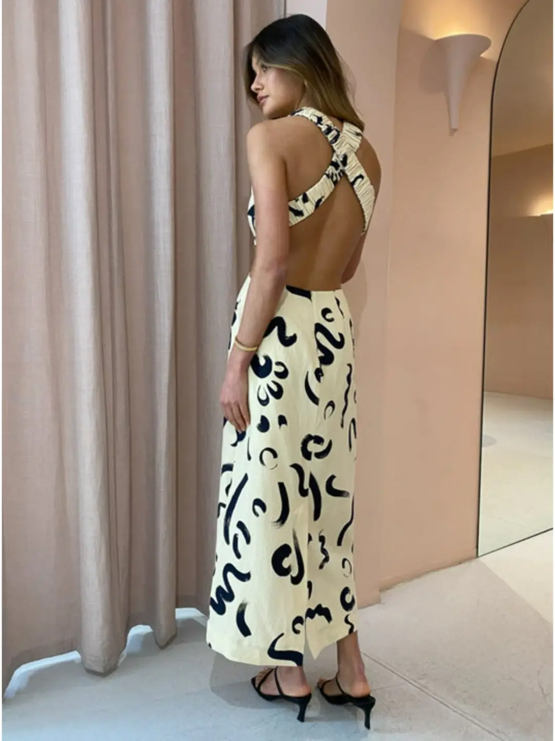 Alemais Brush Stroke Twist Dress in Clay Size AU 8 for rent on The Volte - main image