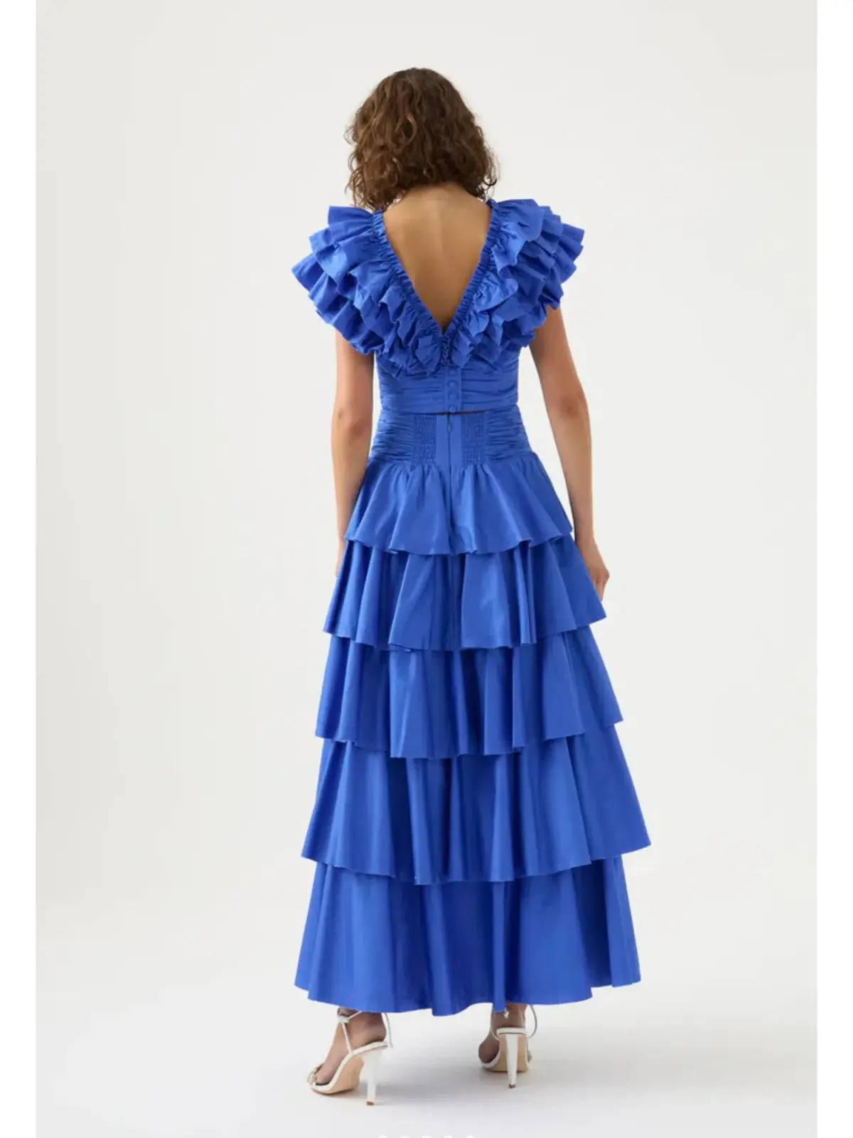 Aje Rhythmic Frill Bodice and Eleni Maxi Skirt Blue Size AU 8 - Image 3