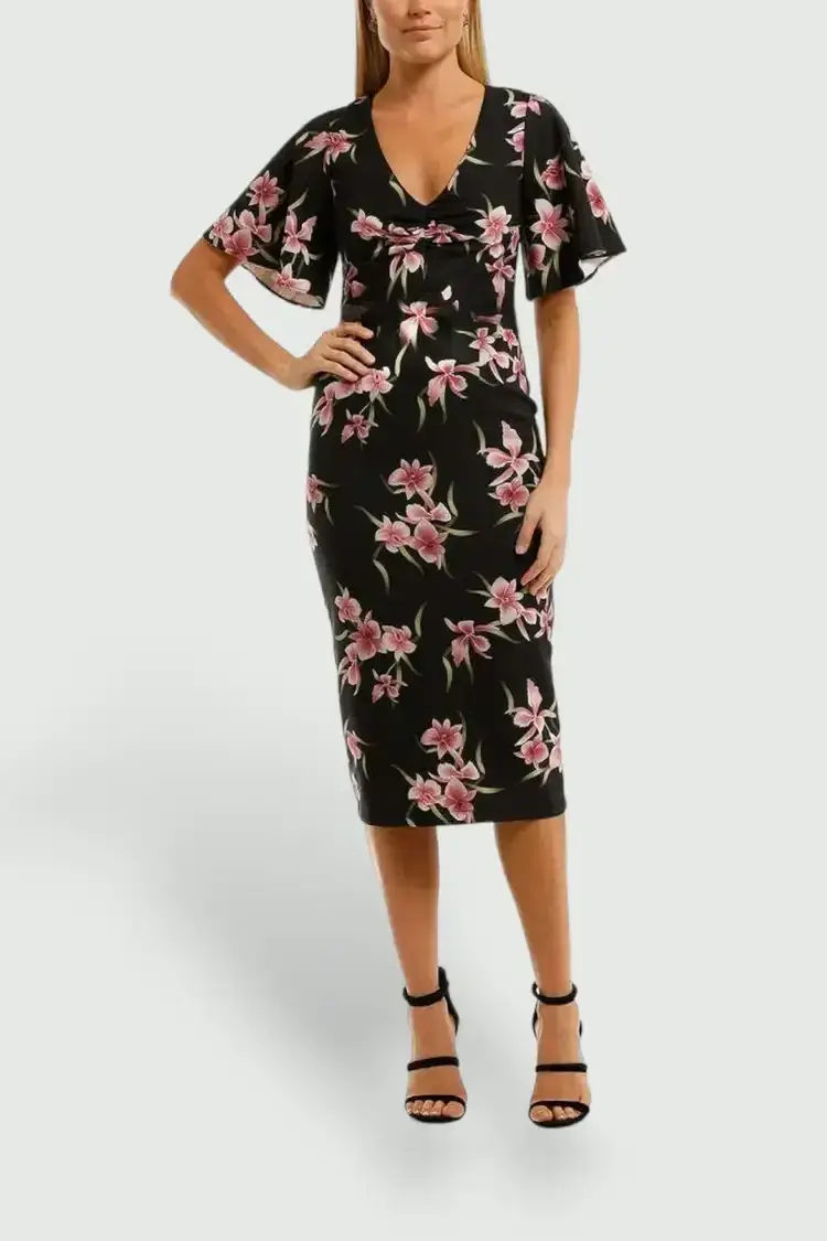Pasduchas Haven Sleeve Midi Dress in Orchid Size 8 - Image 1