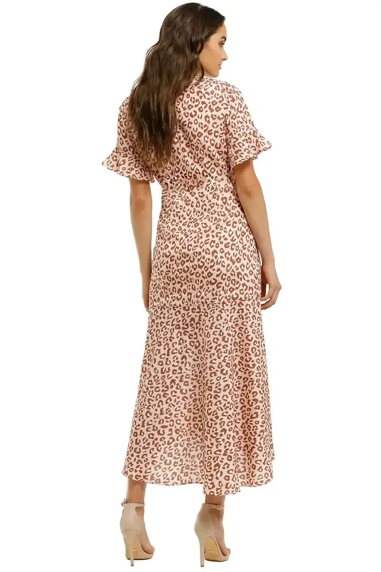 Pasduchas Saskia Split Midi Dress in Leopard Size 16 - Image 2