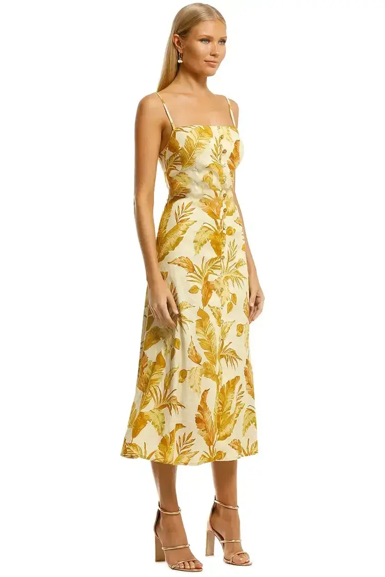 Pasduchas Hazy Belt Midi Dress in Golden Size 8 - Image 2