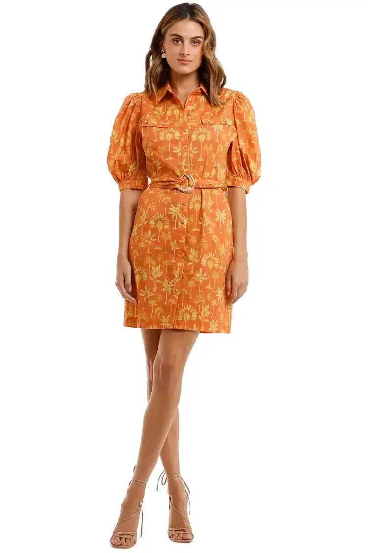  Pasduchas Palm Sugar Dress Orange Print Size 14 - Image 1