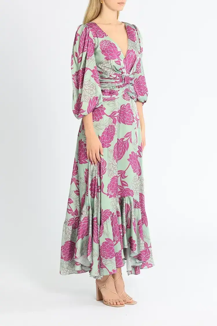 PatBo Celia Print Dress in Aqua Size 8 - Image 2