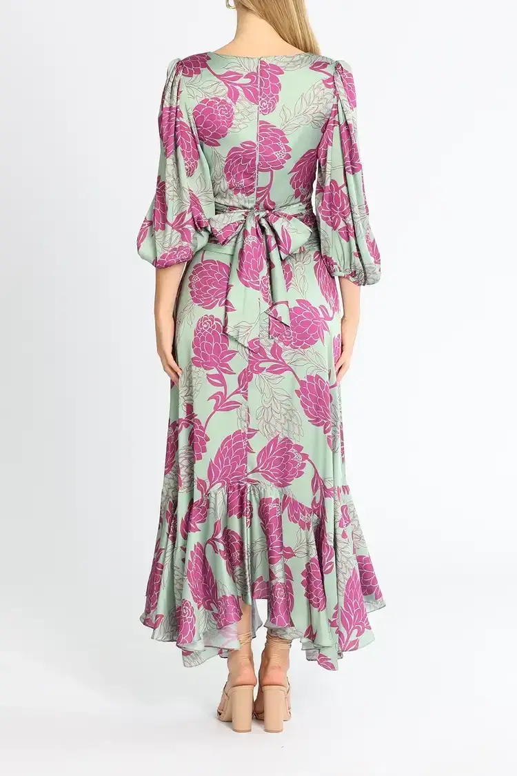 PatBo Celia Print Dress in Aqua Size 8 - Image 3
