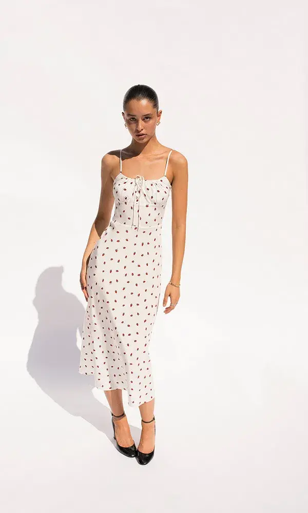 Realisation Par The Alba Strawberry Midi Dress White Size 6 - Image 1