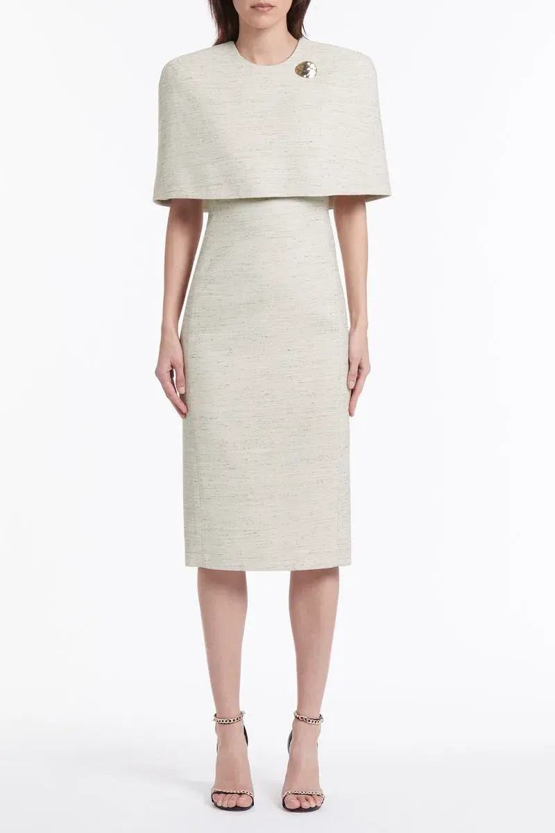 Carla Zampatti Cape Dress Cream Size 6 - Image 1