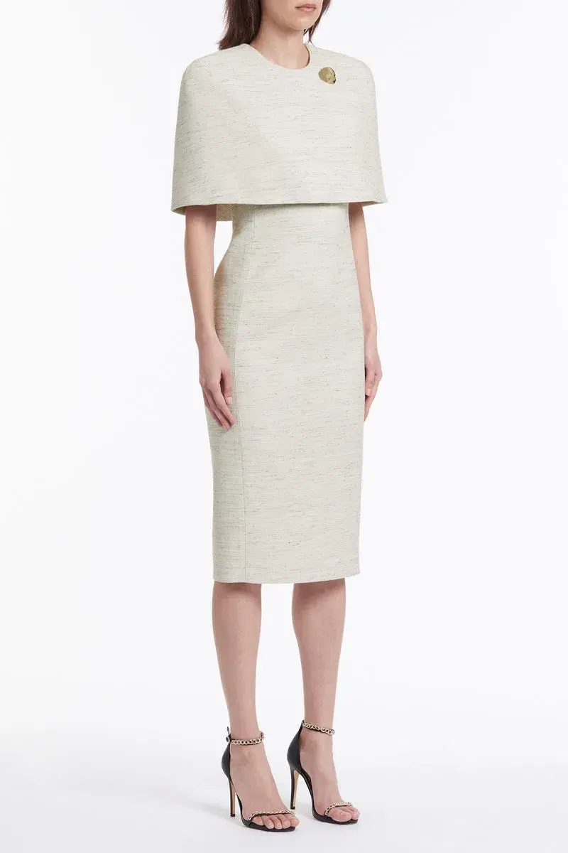 Carla Zampatti Cape Dress Cream Size 6 - Image 2