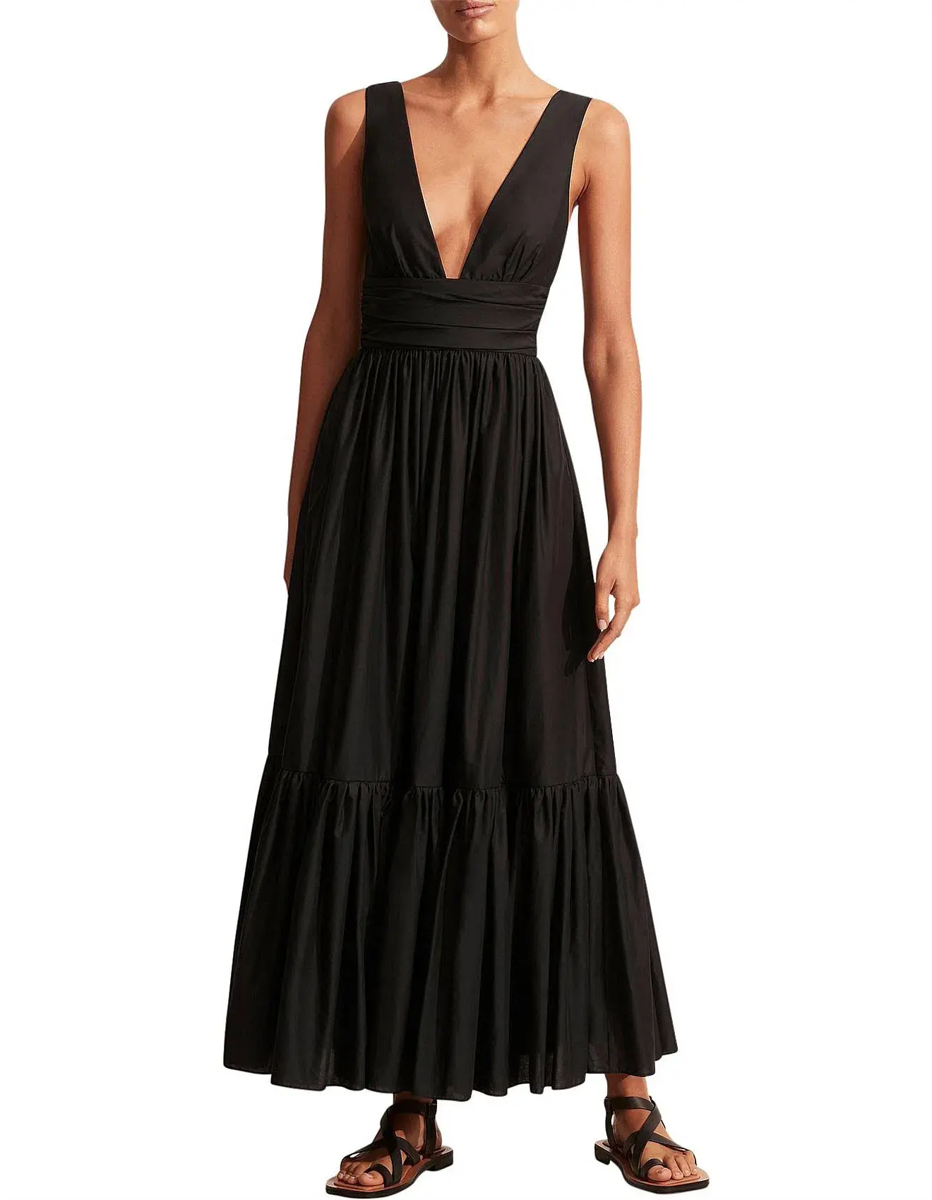 Matteau Tiered Plunge Dress Black Size 4 / AU 12 - Image 1