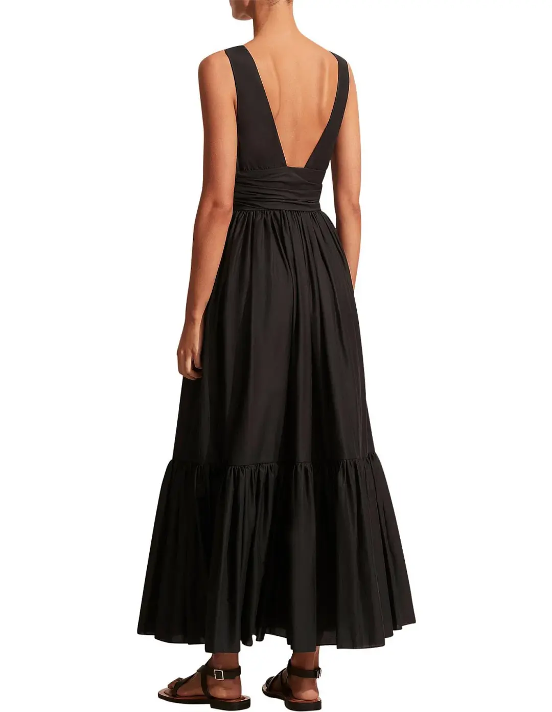 Matteau Tiered Plunge Dress Black Size 4 / AU 12 for rent on The Volte - main image