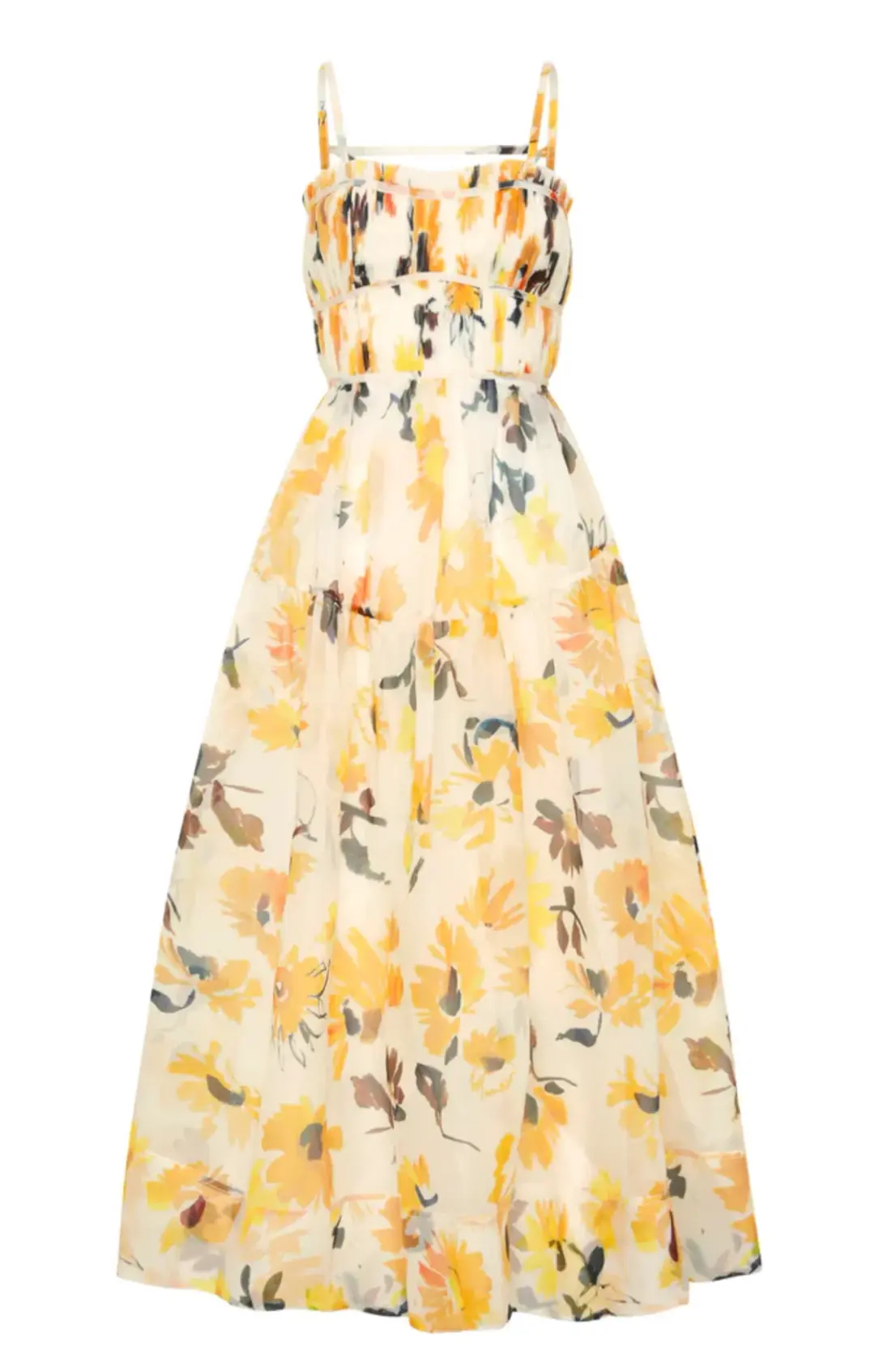 Aje Botanica Cross Back Midi Dress Pressed Sunflowers Size 10 for rent on The Volte - main image