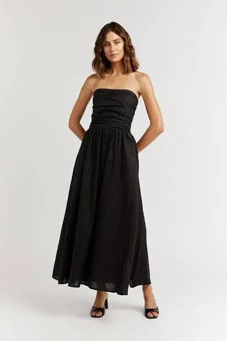 Dissh Bonnie Sweetheart Strapless Midi Dress Black Size 6 - Image 4