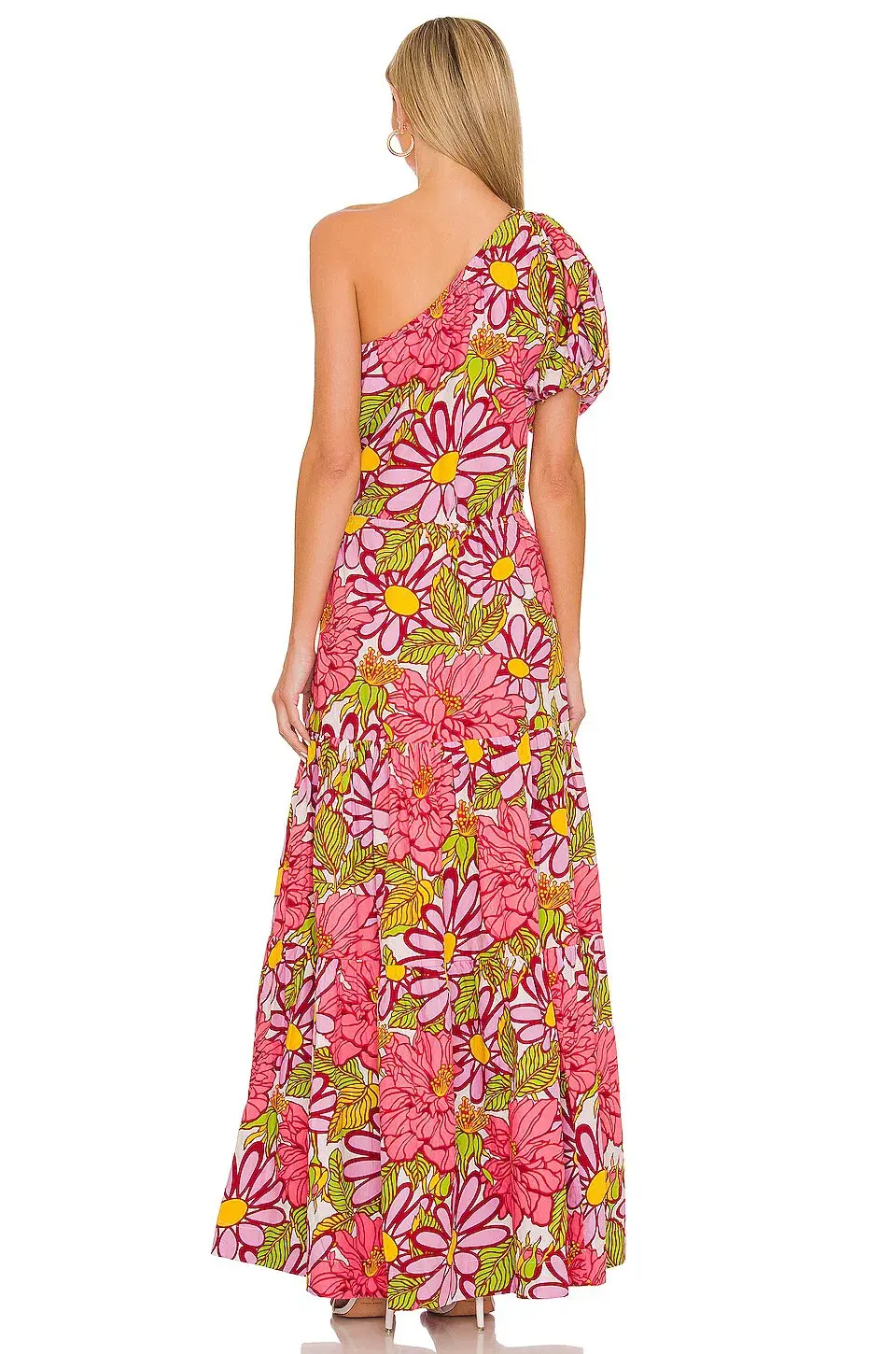 SWF Frida One Shoulder Puff Sleeve Maxi Dress Floral Size L / AU 14 - Image 3