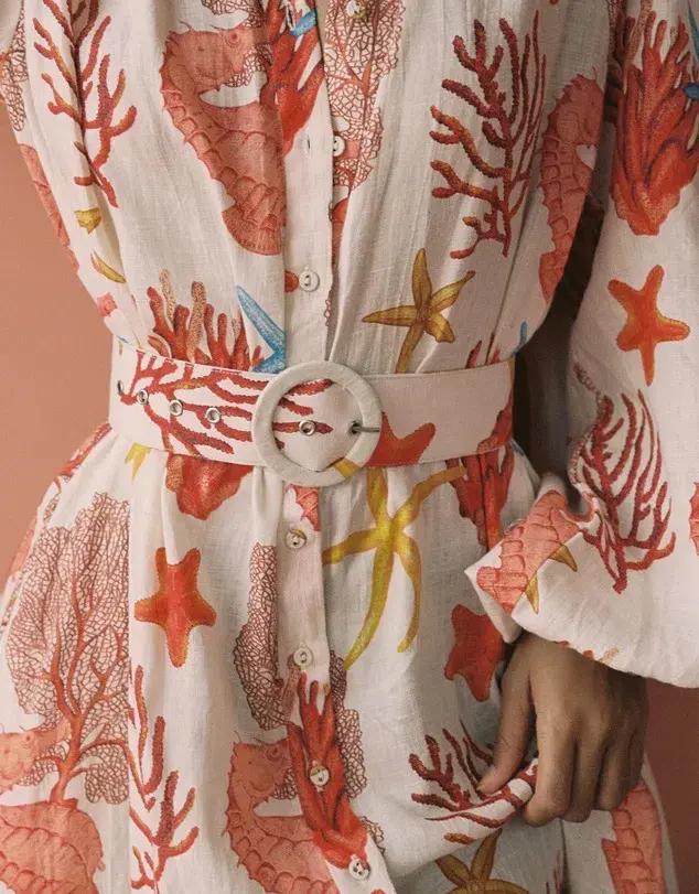Palm Noosa Noddy Dress Coral Print Size 12 - Image 2