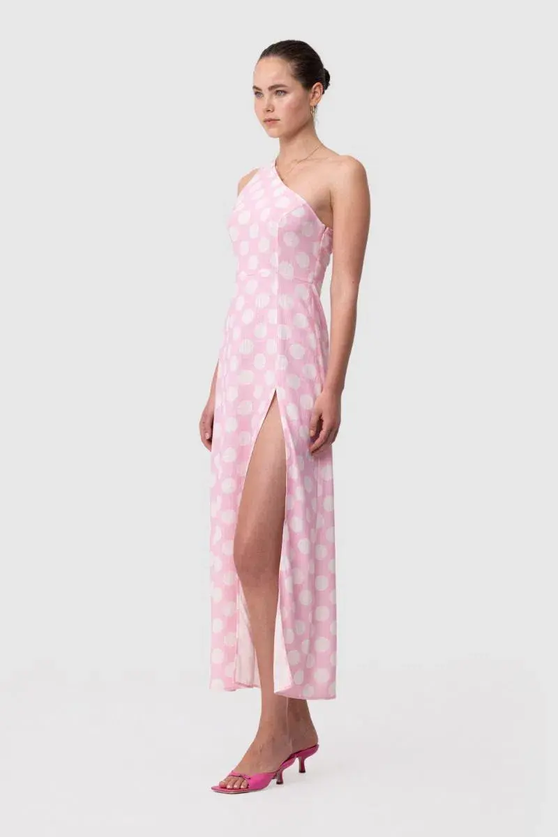 The Wolf Gang Ischia One Shoulder Maxi Dress Pink Spot Size 12 - Image 2
